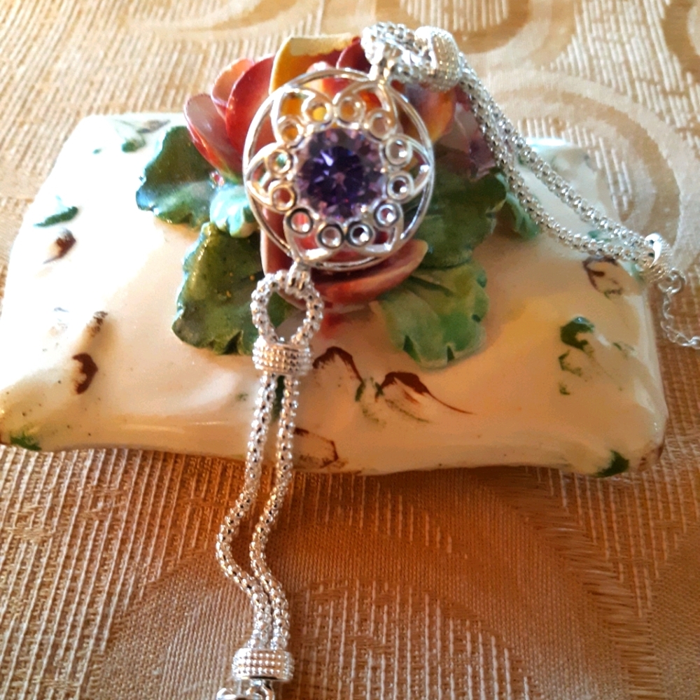 SILVER TONE FAUX AMERTHYS BRACELET
